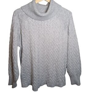 St Johns Bay Women's Gray Cable Knit Cowl Neck Pullover Sweater XL‎